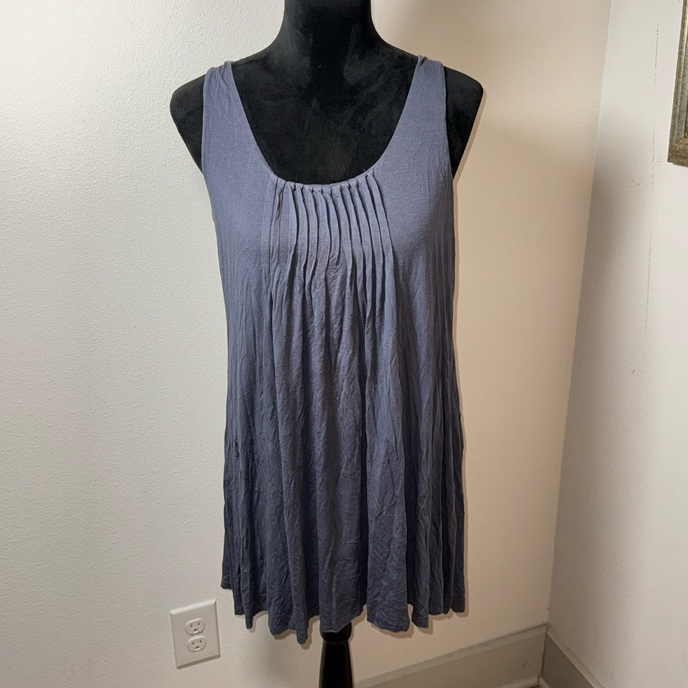 Velvet by Graham and Spencer gray sleeveless pleated front casual tunic / dress